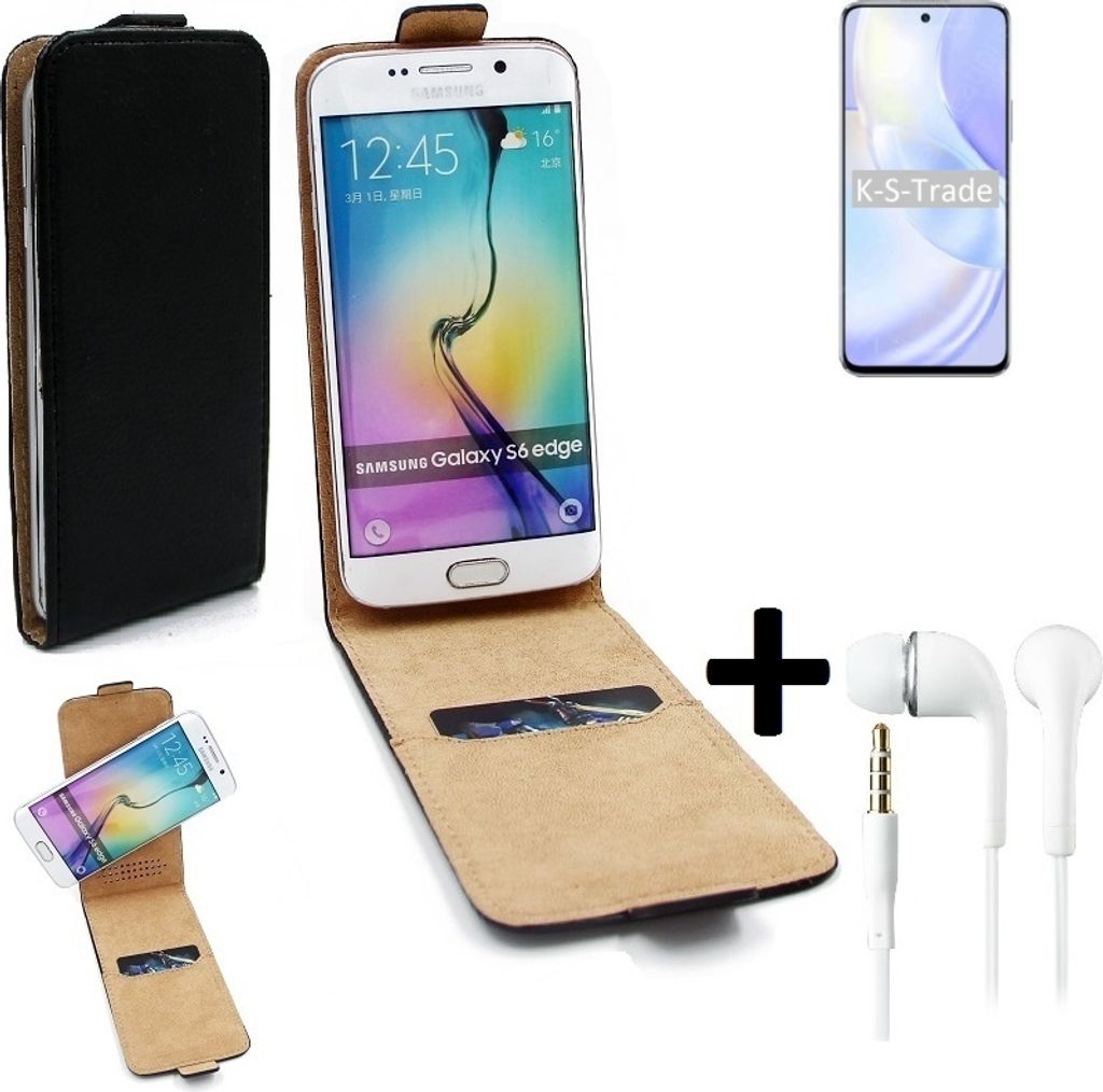 K-S-Trade Handy-Hülle + Kopfhörer kompatibel mit Huawei nova 8 SE Vitality Edition 360° Flipstyle Schutz-Hülle Smartphone Tasche Case Flip cover