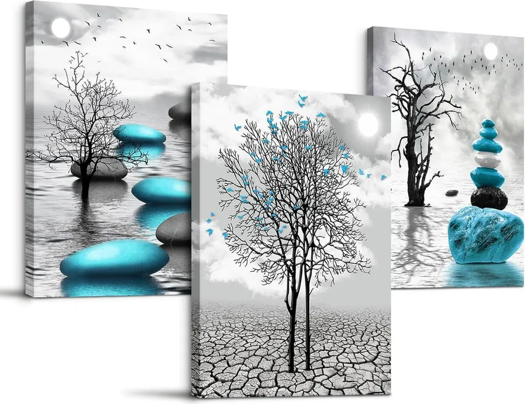 Quadri Soggiorno Bianco e Nero: Trittico 30x40 Paesaggio d'Autore