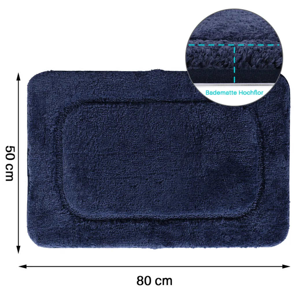 Tapis de douche absorbant bleu nuit lavable en machine format 50x80cm - 7