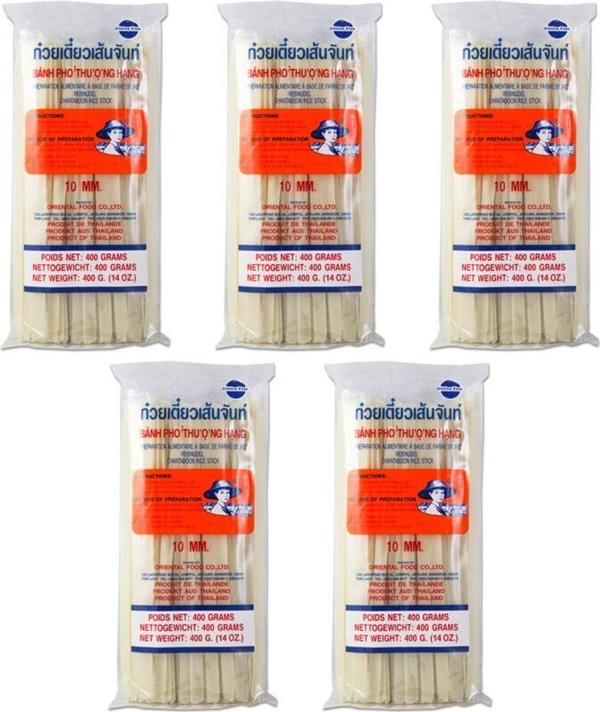 5er-Pack FARMER 10mm (XL) Reisnudeln, Straight, Banh Pho (5x 400g) Bandnudeln