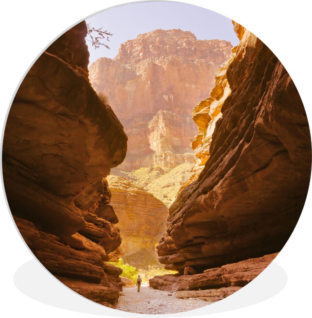 MuchoWow Rundes Wandbild - Runde Bilder Mann wandert durch den Grand Canyon Ø 60 cm Kreis Wanddekoration Kunststoff - Wandkreis - Wandschmuck - ...