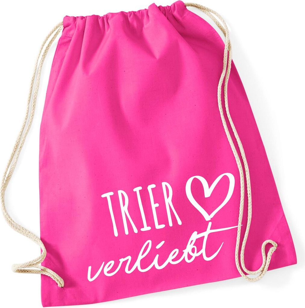 Huuraa Turnbeutel Trier verliebt 12 Liter Fuchsia Baumwolle Rucksack Geschenkidee