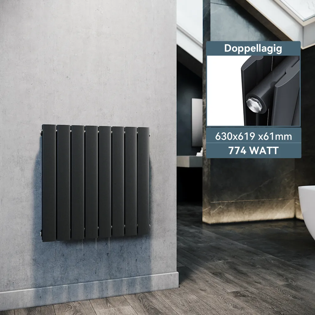 Radiatore Verticale SONNI Antracite 630x619mm - Riscaldamento Design