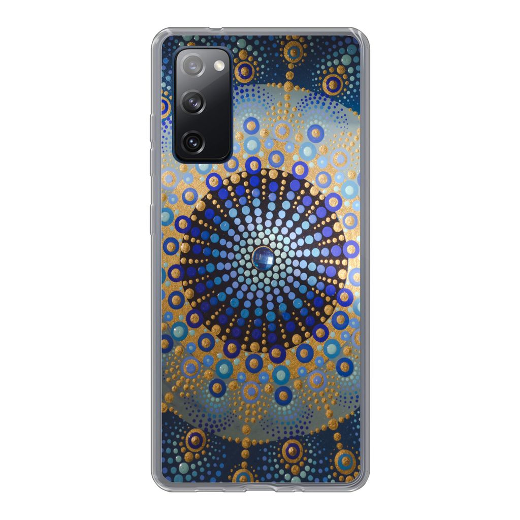 MuchoWow Handyhülle Schutzhülle Hülle für Samsung Galaxy S20 FE Kreis - Mandala - Blau - Gelb Silikon Softcase Handy Hülle - Abdeckung