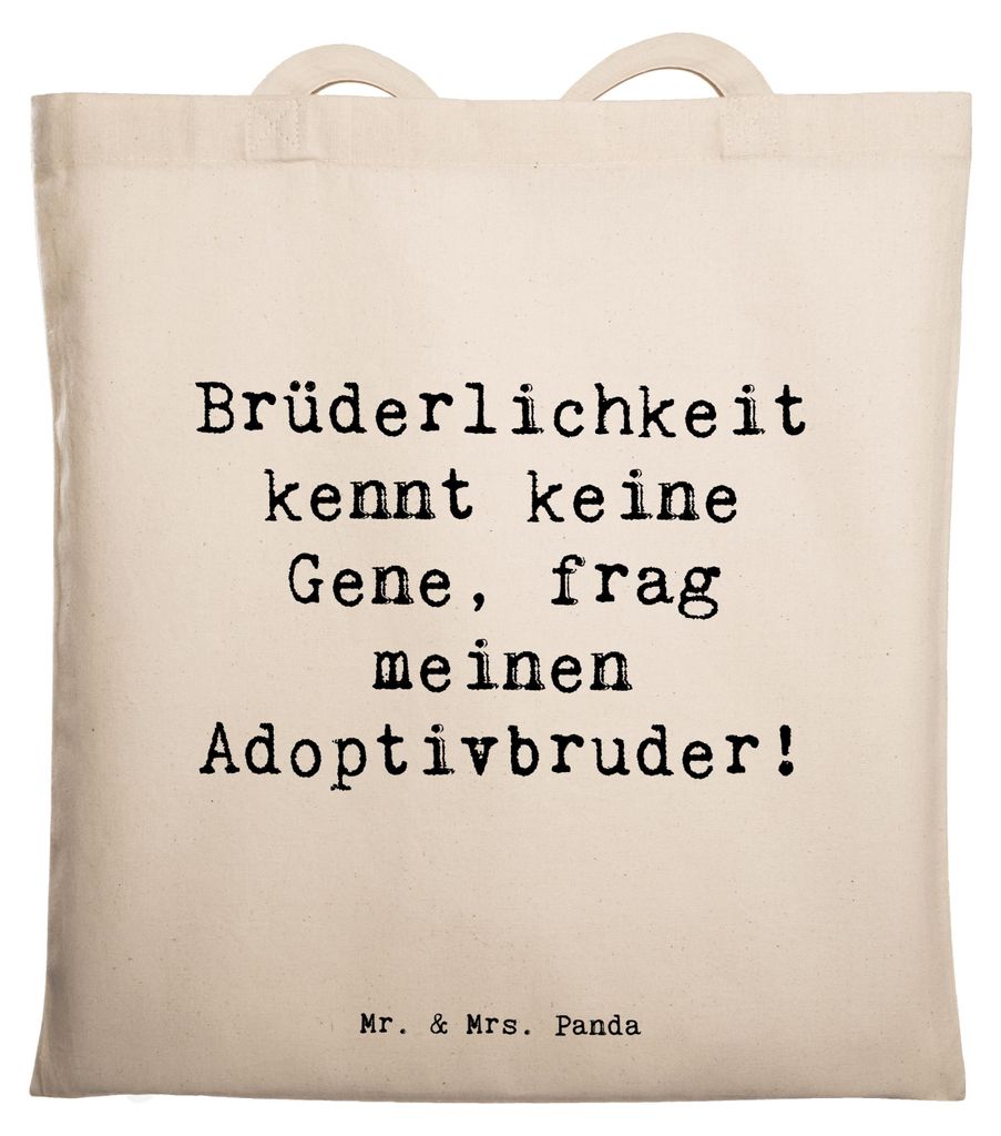 Mr. & Mrs. Panda Jutebeutel Spruch Adoptivbruder Liebe - Transparent - Geschenk, Familie, Verbundenheit, Geschwisterliebe, Laptoptasche, handgemach...