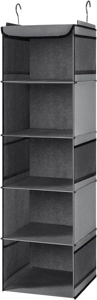 Organizer mit 5 Fächern Stoffe Aufbewahrungsleisten Einheit mit 6 Seitenfächern für Kleidung - Grau (30 x 30 x 108 cm)