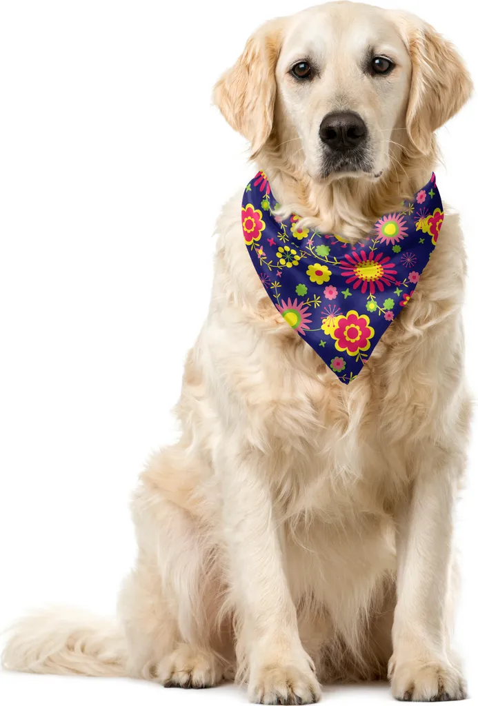 Bandana Cani ABAKUHAUS 40x40 cm Motivi Floreali Indaco - Stile Unico