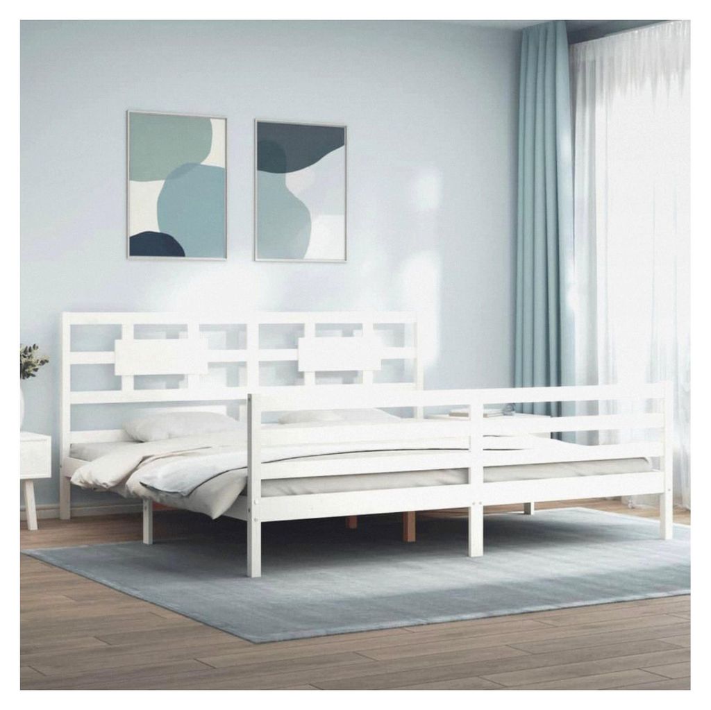 Bettgestell Weiß 200x200 cm aus Massivholz