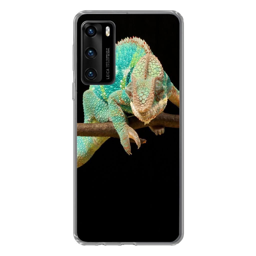 MuchoWow Handyhülle Schutzhülle Hülle für Huawei P40 Chamäleon - Zweig - Pastell Silikon Softcase Handy Hülle - Handytasche