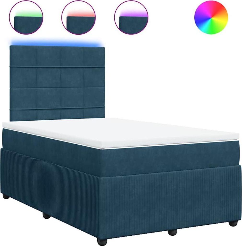 vidaXL Boxspringbett mit Matratze Blau 120x200 cm Samt