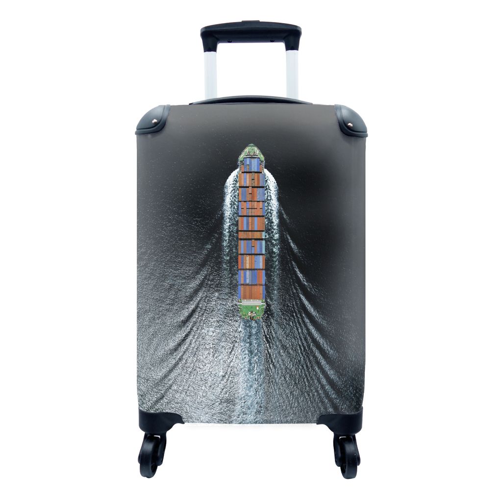 MuchoWow Koffer Handgepäck Trolley Rollkoffer Kleine Reisekoffer mit 4 Rollen - Containerschiff - Cabin Size < 55x40x23 cm & 55x40x20 cm - Fotok...