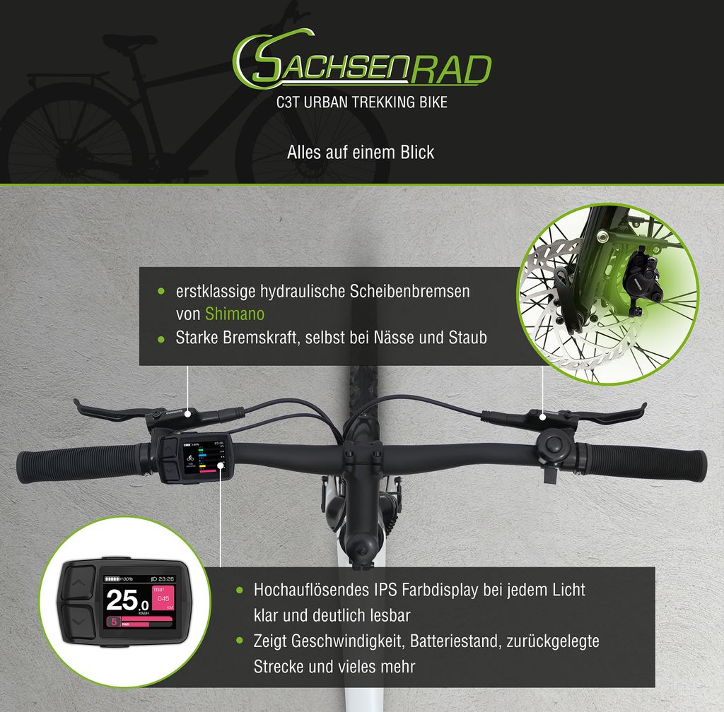 SachsenRAD E-Bike Allrounder Urban Trekking EBike C3T mit Produktbild 6
