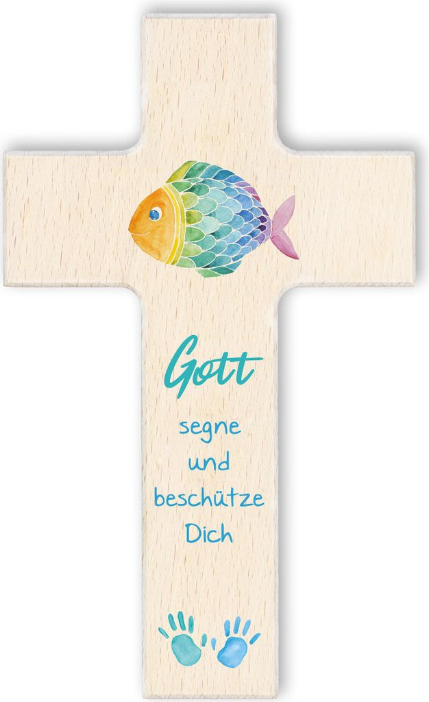 FRITZ COX Kinderkreuz 'Gott segne & beschütze Dich' 15cm natürlich von FRITZ COX