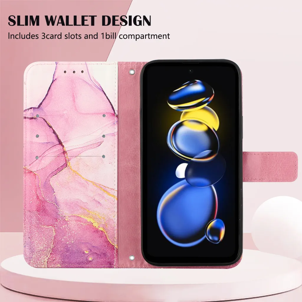 Custodia Poco X4 GT 5G Marmo Rosa: Cover Libro per Mamme Smart - 4