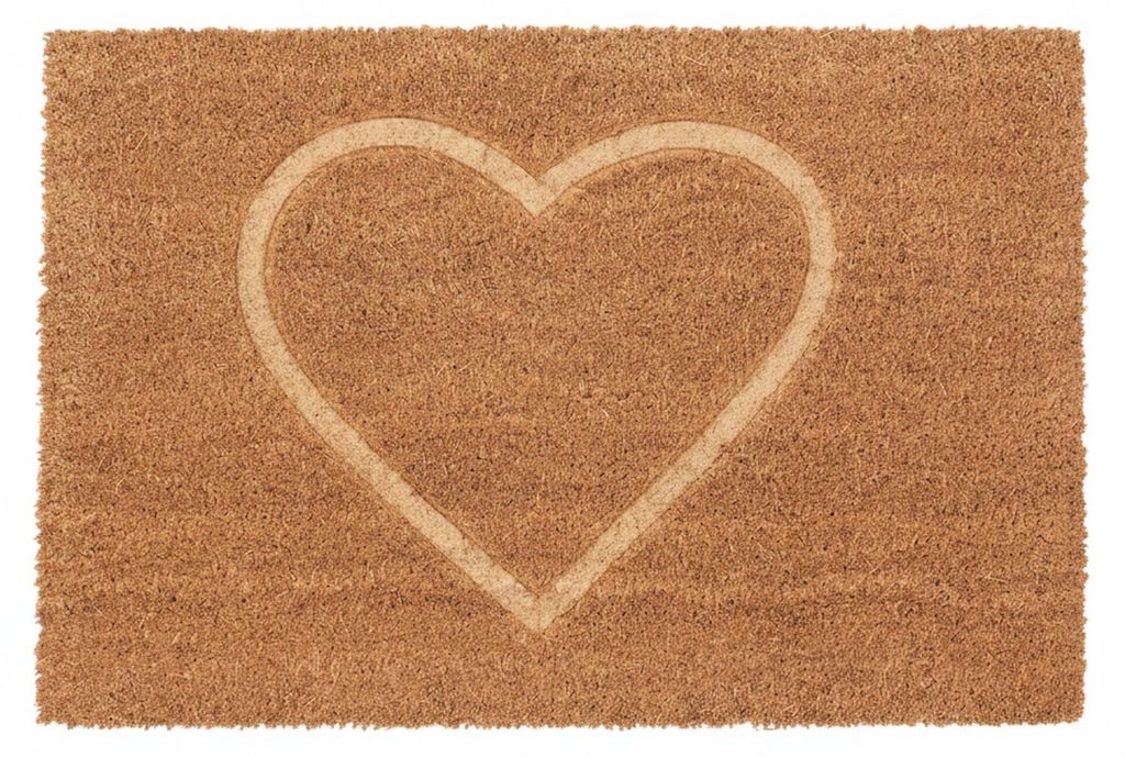 Relaxdays kokosová rohož, rohožka ve tvaru srdce, 60 x 40, Obrázek produktu 