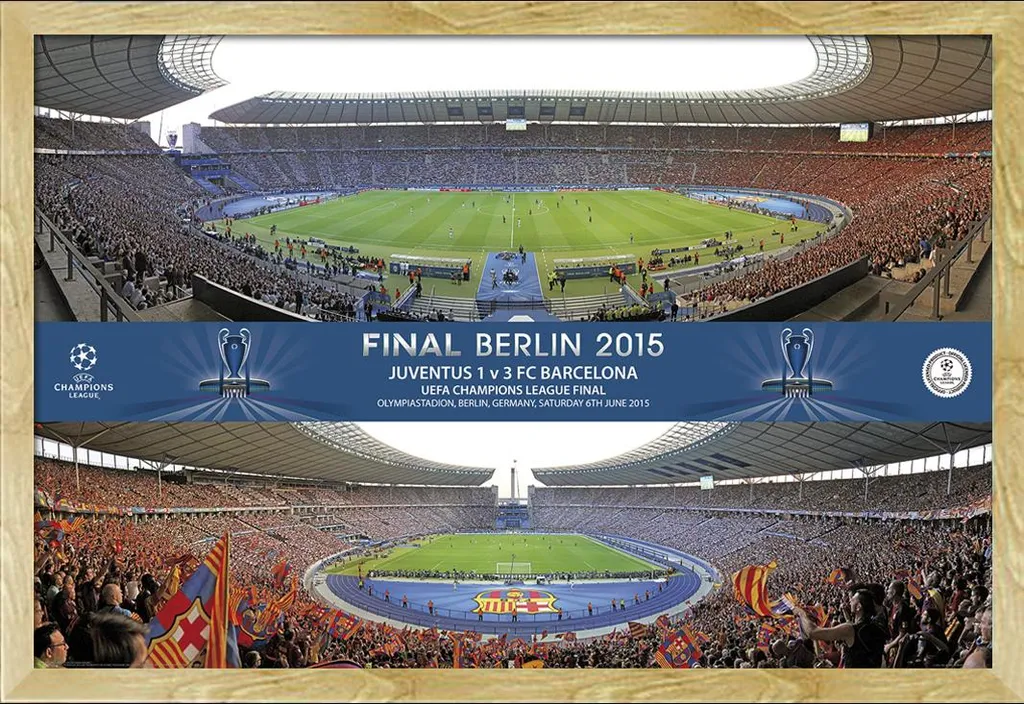Poster FC Barcelone encadré bois hêtre Shinsuke et vitre acrylique Maxi