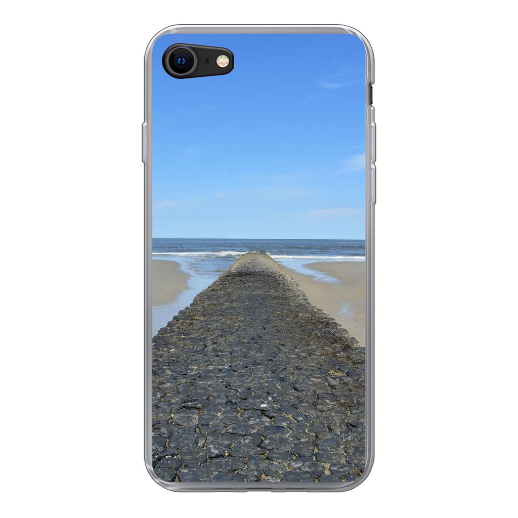 MuchoWow Handyhülle Schutzhülle Hülle für iPhone 8 Nordsee - Strand - Wasser Silikon Softcase Handy Hülle - Schutzhaube