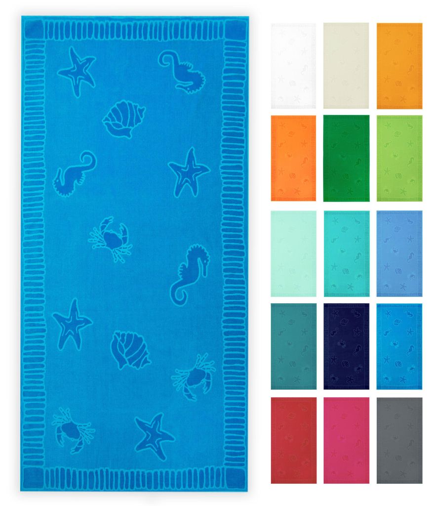 Strandtuch XXL aus Baumwolle, 100x200 cm, blau mit Produktbild 