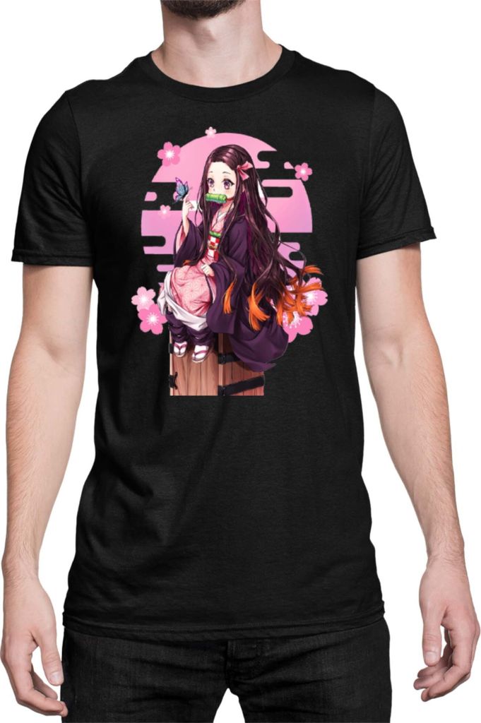 Herren T-Shirt Demon Anime Slayer Kimetsu No Yaiba Nezuko Kamado 100, Man XL / Schwarz