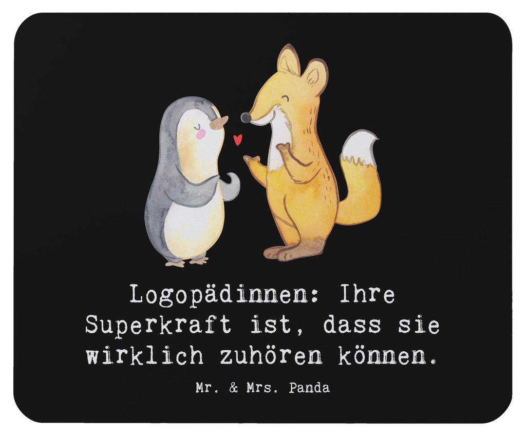 Mr. & Mrs. Panda Mauspad Logopädin Superkraft - Schwarz - Produktbild 