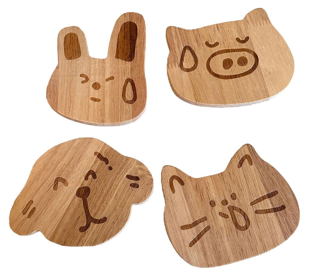 Niedliche Tischsets aus Holz mit Cartoon-Tiermotiven, wärmeisolierend, für Kaffee- und Teetassen, multifunktional, als Dekoration für Zuhause, K...