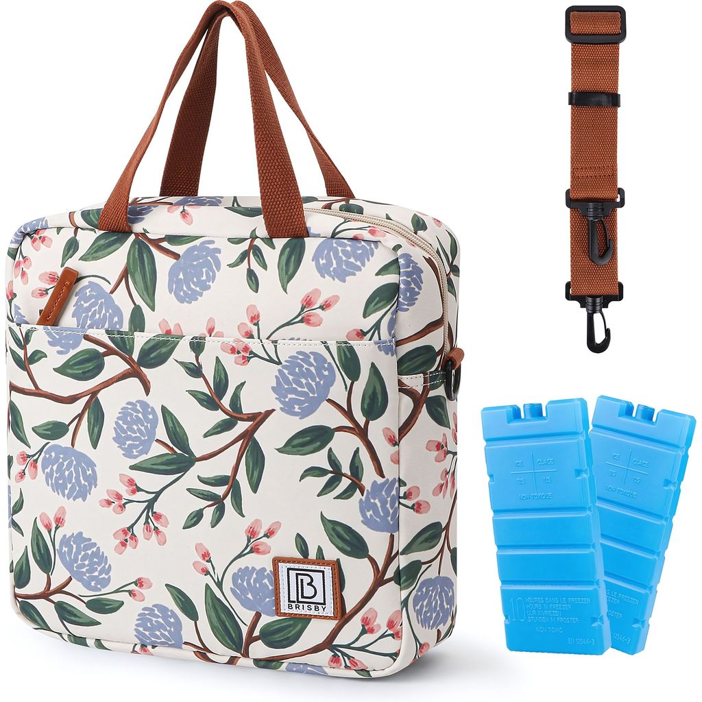 Brisby 4-lagige Kühltasche – Lunchtasche 7 Liter – Weiß mit Blumenmuster