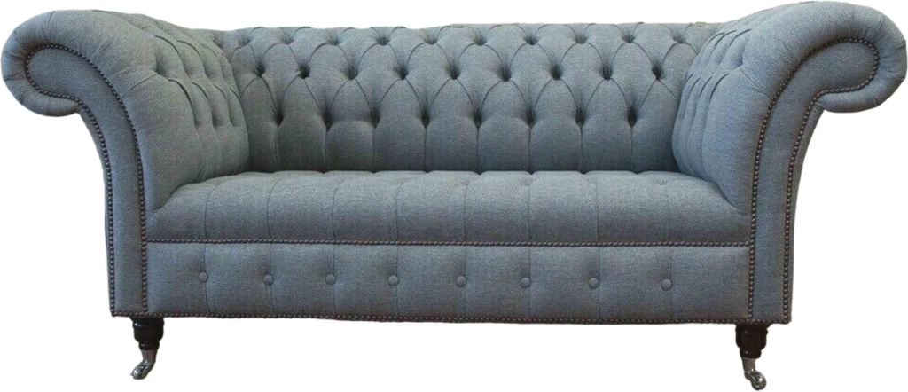 Chesterfield Büro Sitzmöbel Einrichtung Sofa Couch 2 Sitz Textil Grau