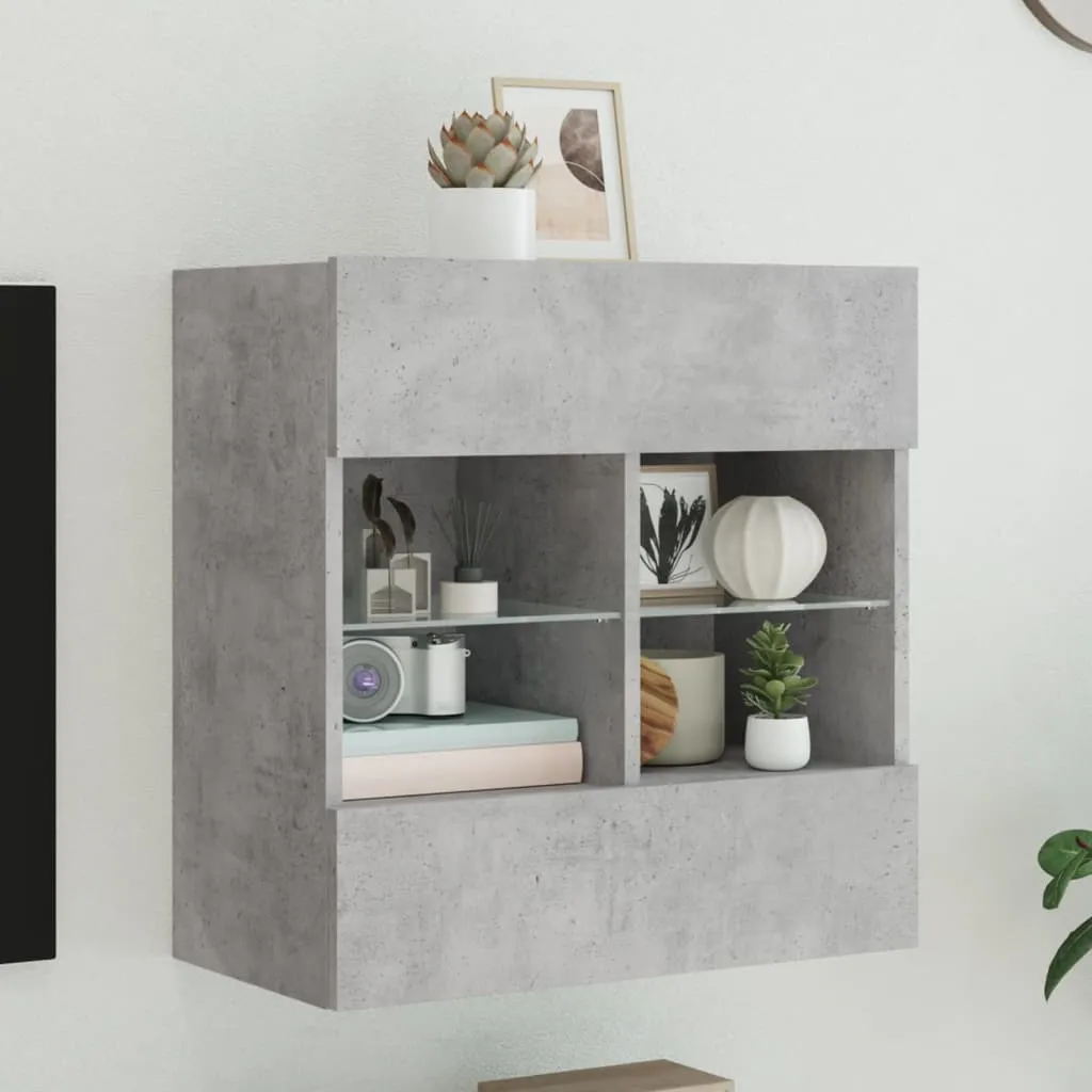 Mobile TV Sospeso Grigio Cemento LED - Ideale per Famiglie e Piccoli Spazi - 2