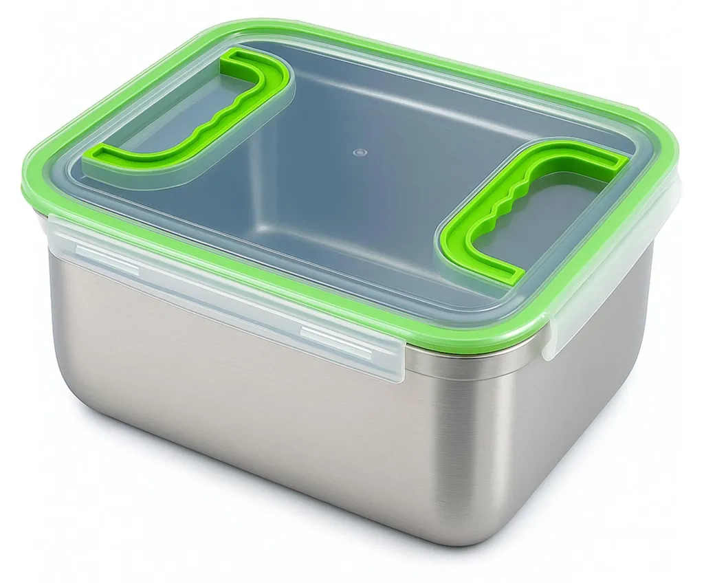 Misichao Contenitori per alimenti in acciaio inox con coperchio ermetico, 450 ml 3 conteggi, contenitori per congelatori, impilabili e privi di BPA