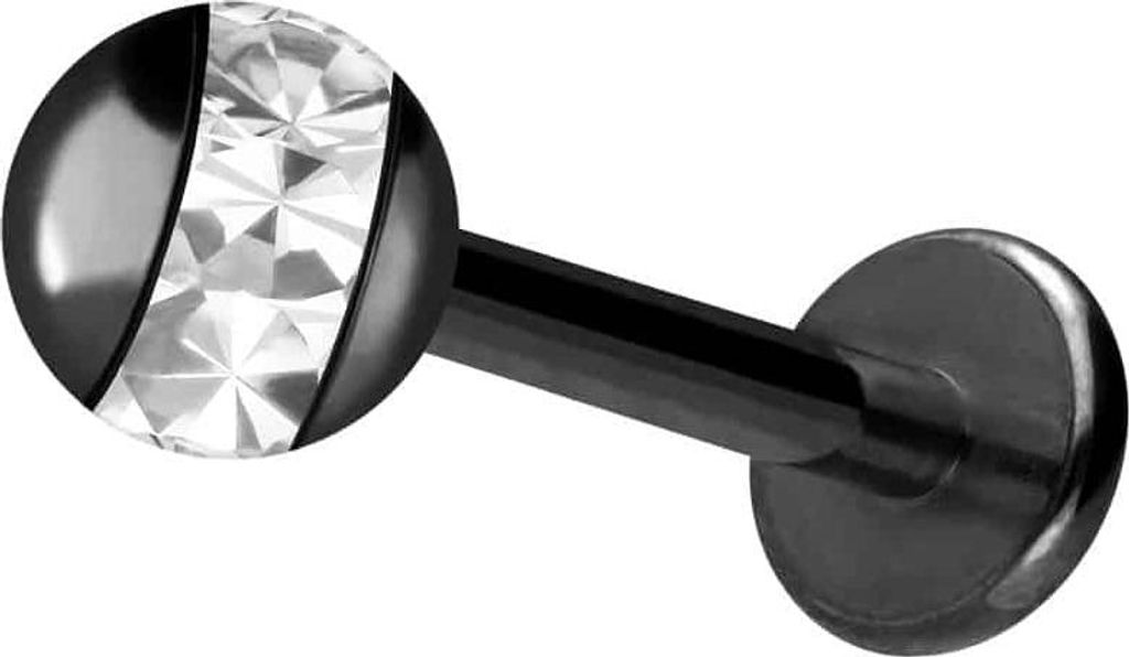 Ohrpiercing, Nasenpiercing Chirurgenstahl Labret EPOXY-RING-KUGEL Schwarz Stablänge: 12mm + Stabstärke: 1,2mm + Kugelgröße: 4mm