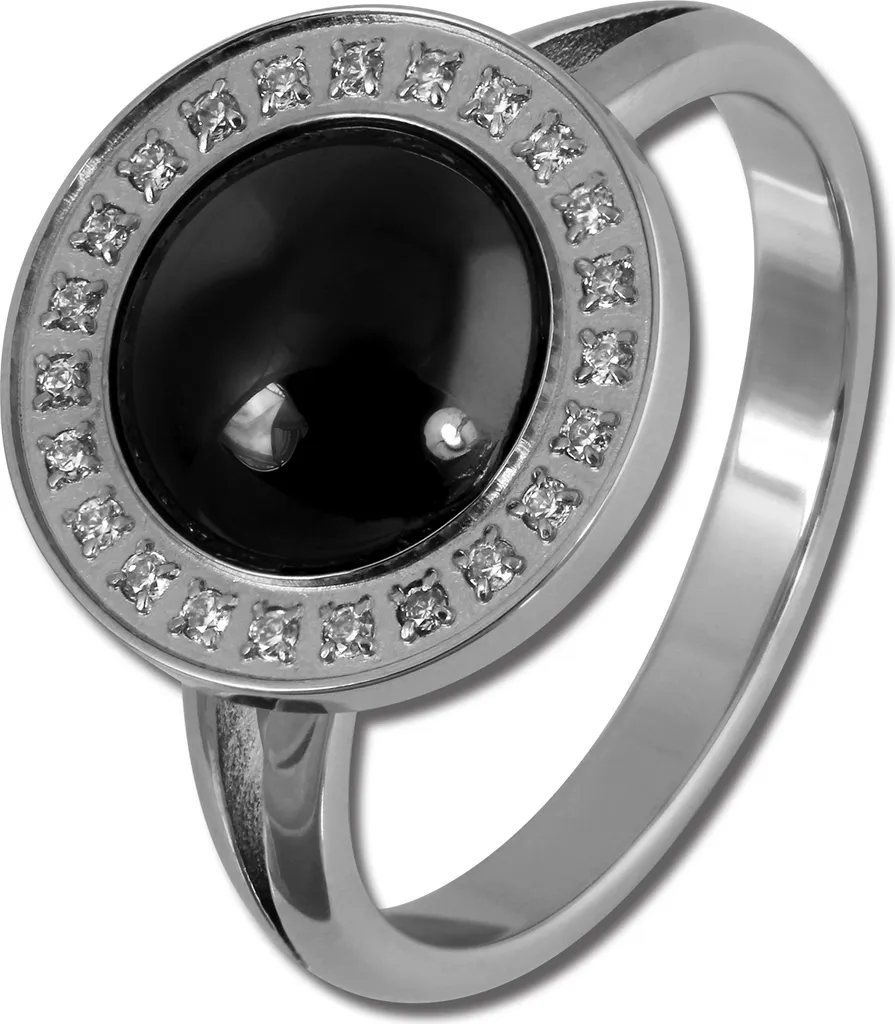 Regalo Donna: Anello Amello Argento e Nero in Ceramica con Zirconi 56 - 1