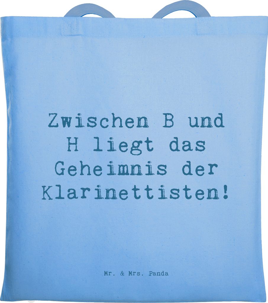 Mr. & Mrs. Panda Baumwollbeutel Spruch Klarinette Geheimnis - Sky Blue - Geschenk, Notenlesen, Instrument, canvas tasche, Musik, Jutebeutel, Lernen...