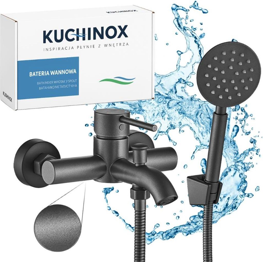 Kuchinox | Noia Wannenbatterie - Grafit - Wandmontage - Produktbild 