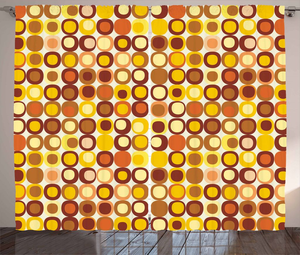 ABAKUHAUS Mitte des Jahrhunderts Rustikaler Vorhang, Design Retro-Platz, Wohnzimmer Universalband Gardinen mit Schlaufen und Haken, 280 x 245 cm, G...