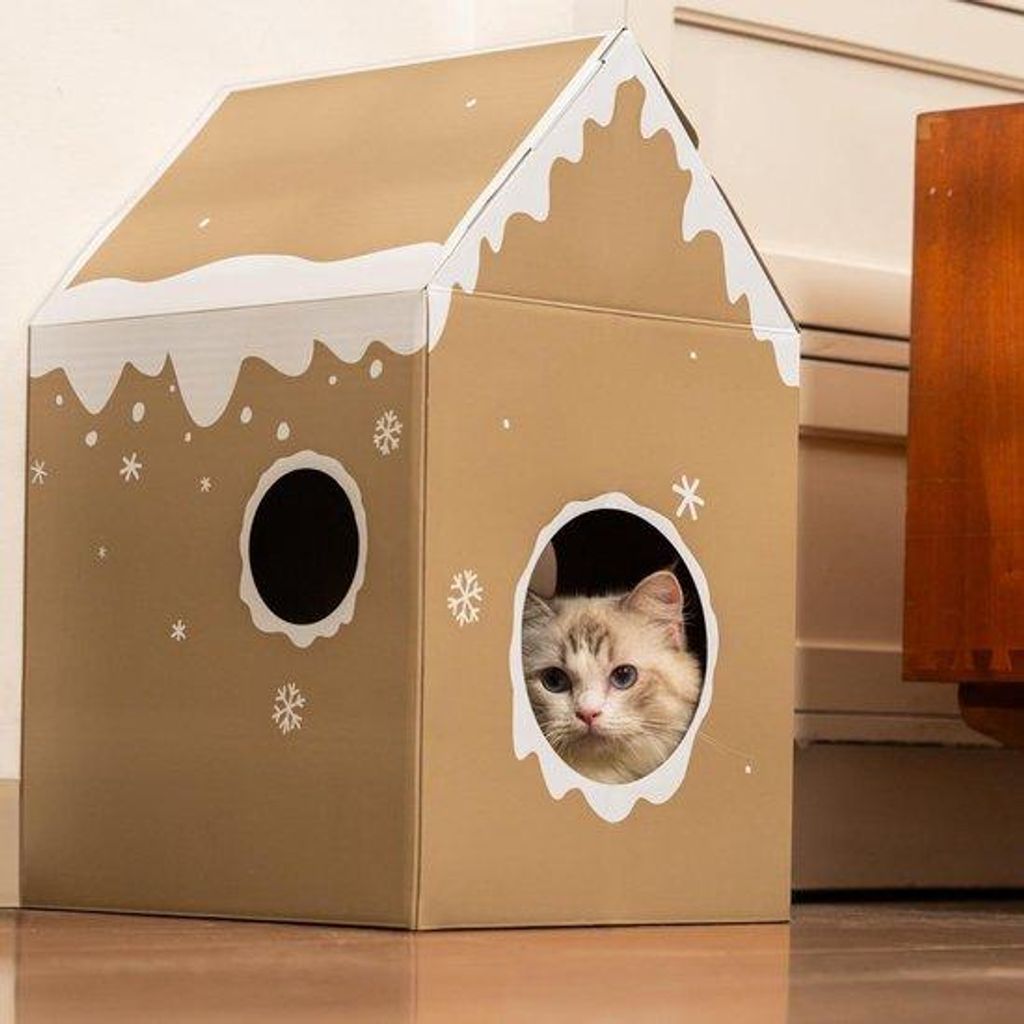 Karton Katzenhaus Spielzeug Krabben Ruhebett Innen Dekoration Weihnachten