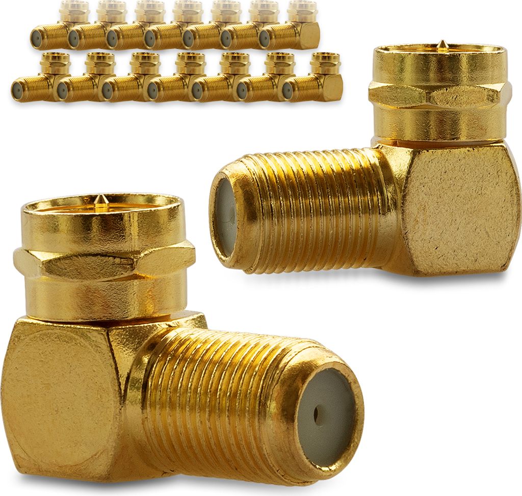 16x F-Winkelstecker Winkeladapter Stecker Winkel SAT Adapter Kupplung Vergoldet