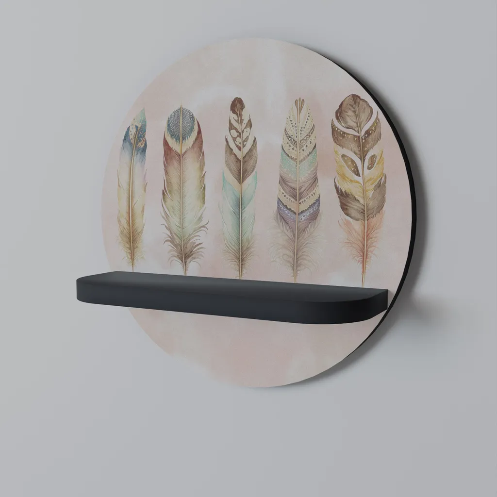 Étagère murale ronde noire pour plantes et cadres - Déco murale métal