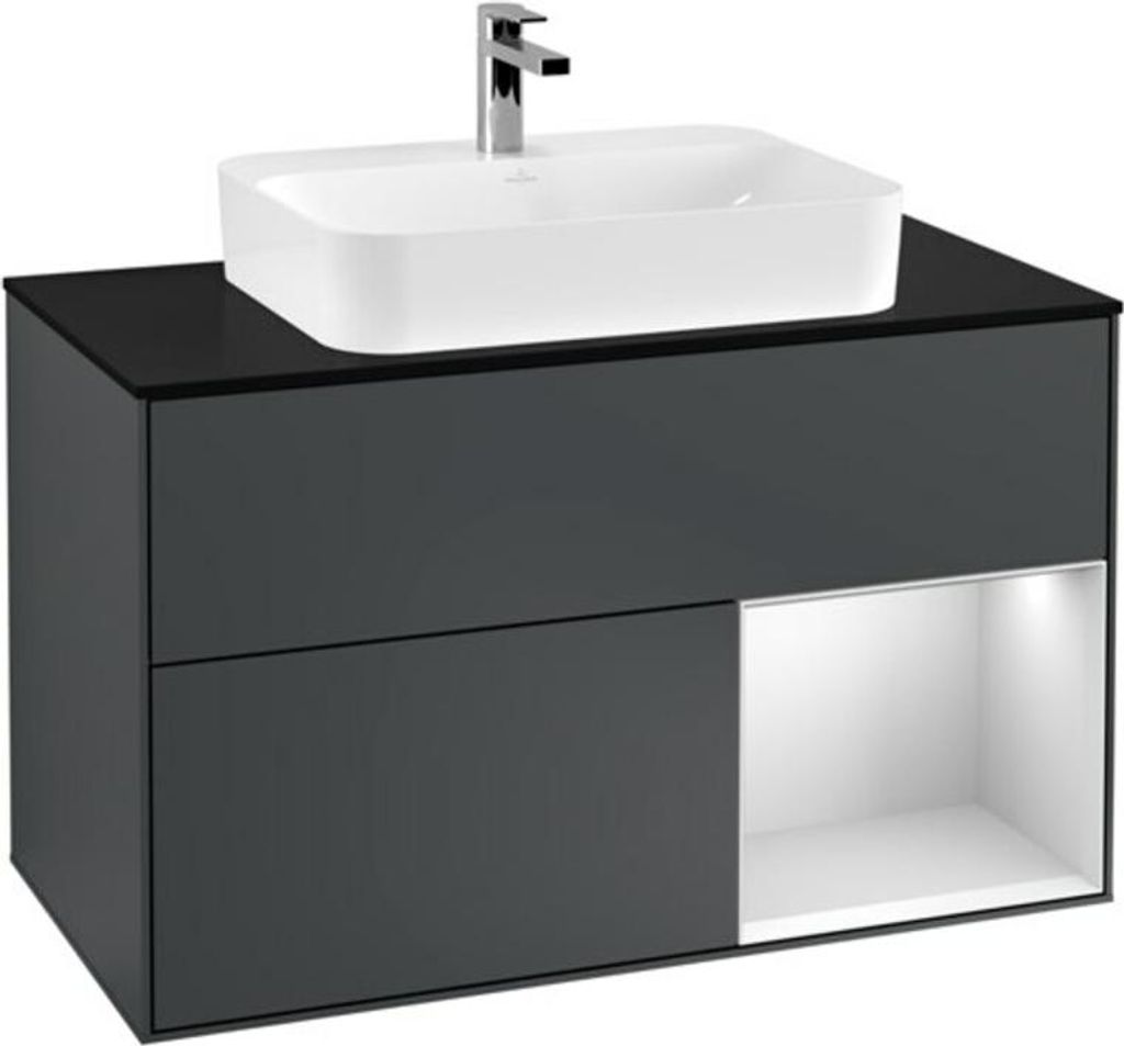 V&B Waschtischunterschrank Finion 100, Pl b m, Rg r w m Lac, md bl. m Lac