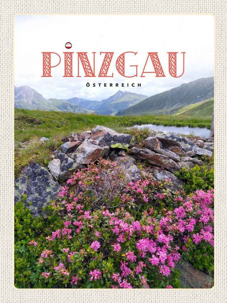 vianmo Holzschild 40x30 cm Pinzgau Österreich Blumen Natur Berge Bildmotiv Reisemotiv Europa