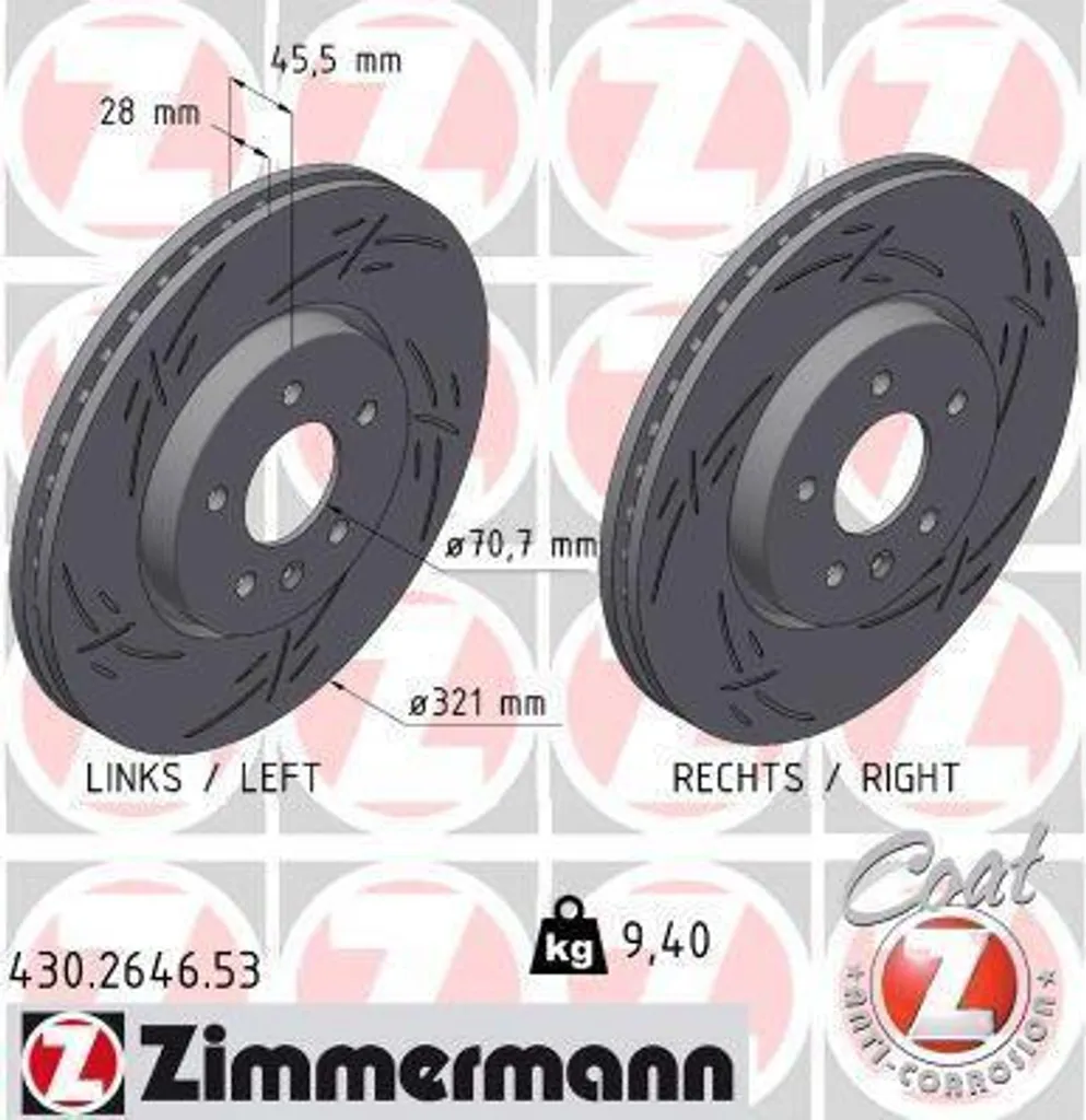ZIMMERMANN disque de frein 430.2646.53 pour OPEL INSIGNIA Caravan pack de 2