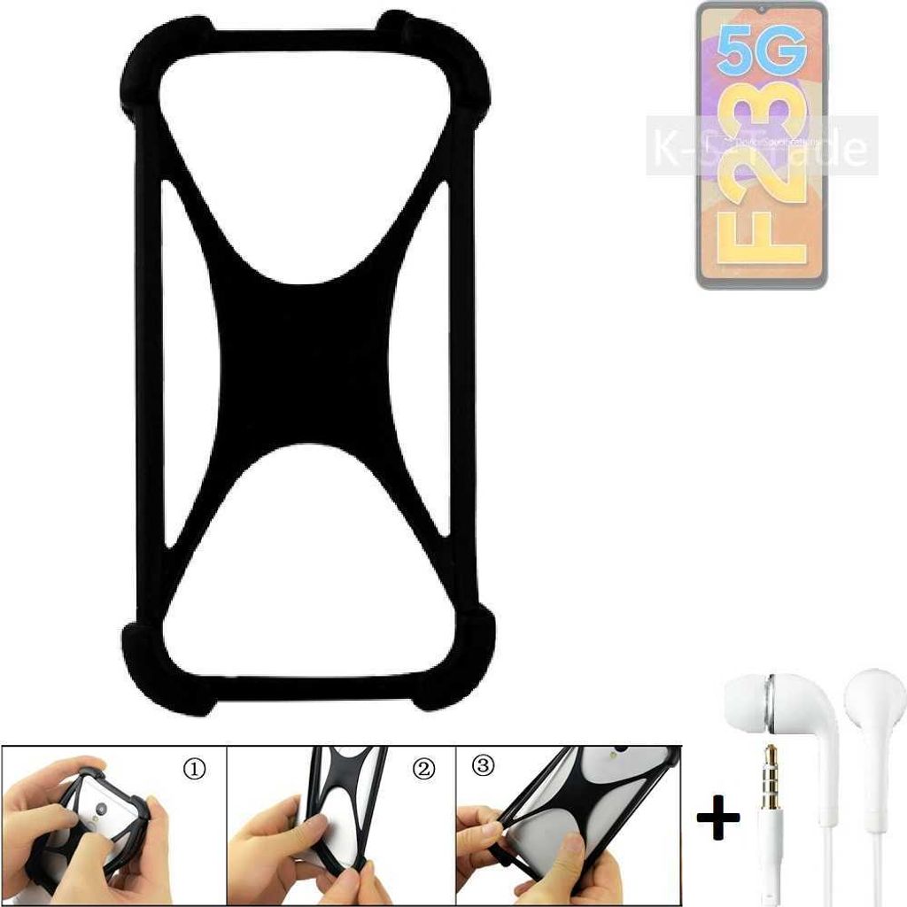 K-S-Trade Handy-Hülle + headphones kompatibel mit Samsung Galaxy F23 5G Schutz-Hülle Bumper Silikon Cover Case Silikoncase Silikonbumper TPU