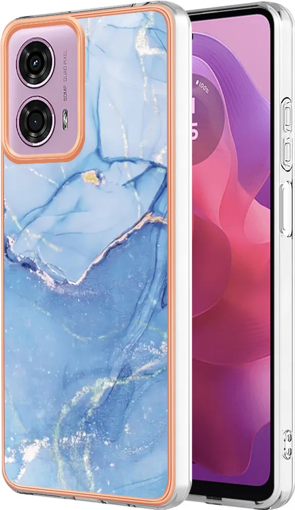 Custodia Motorola Moto G04 G24 Azzurro Fantasia Silicone Morbido
