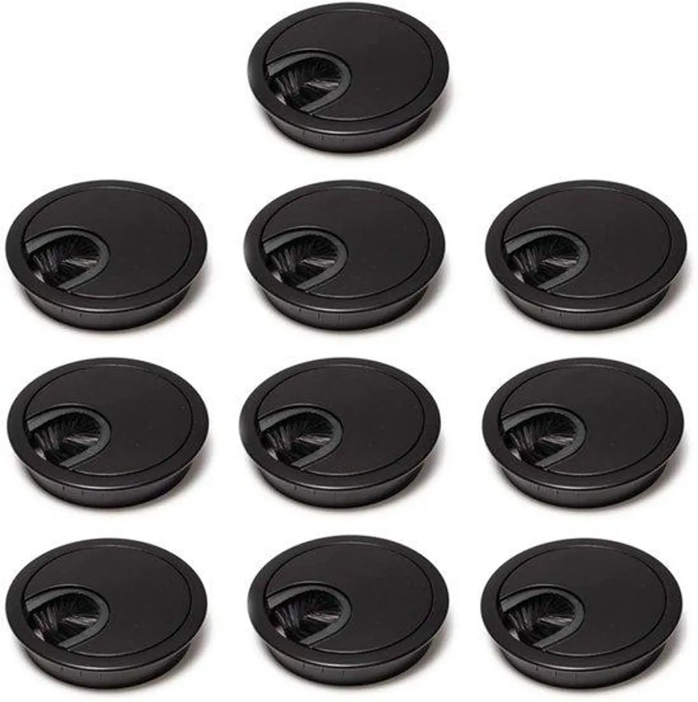 Sortie de câble métallique noir avec brosse souple format compact x10