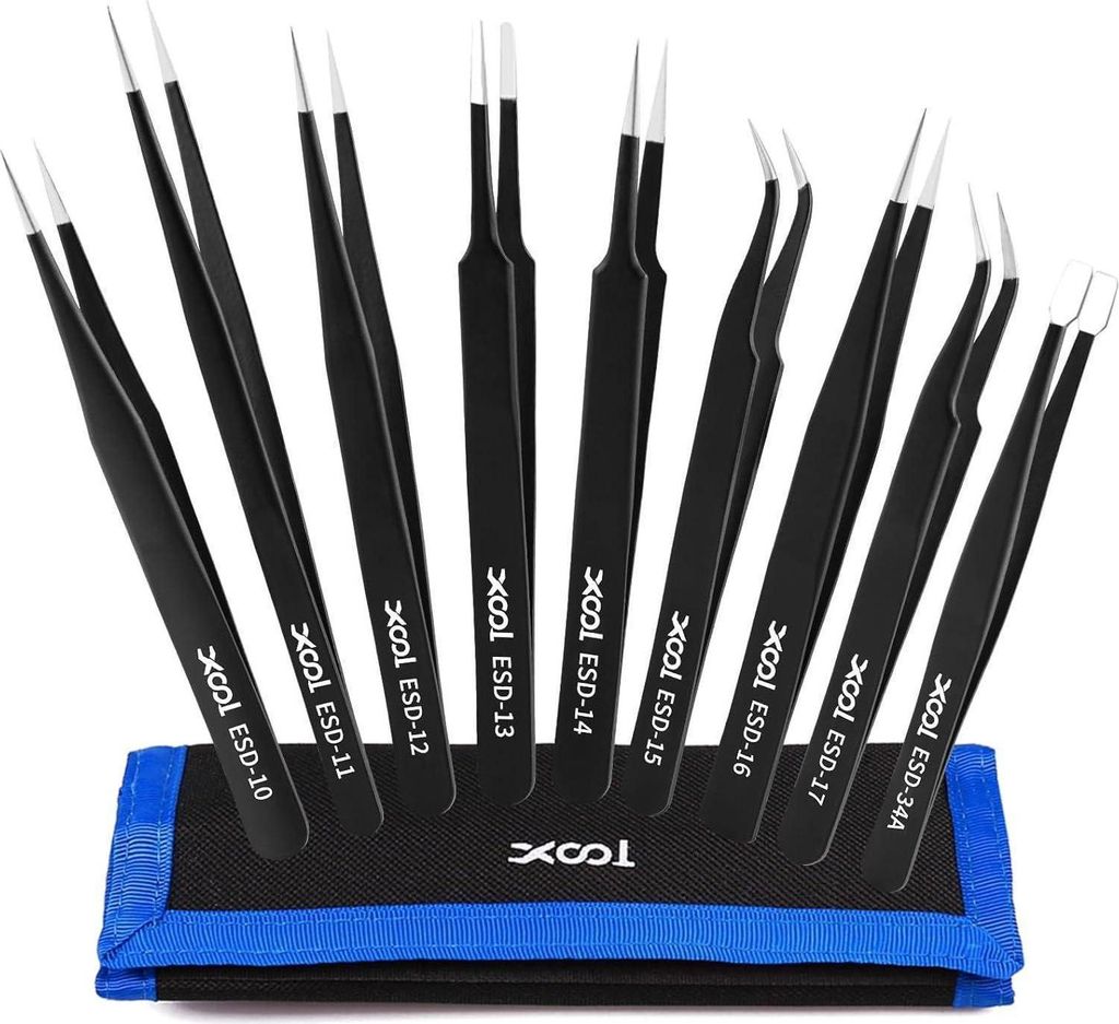 XOOL 9dílná sada přesných pinzet z nerezové oceli Obrázek produktu 