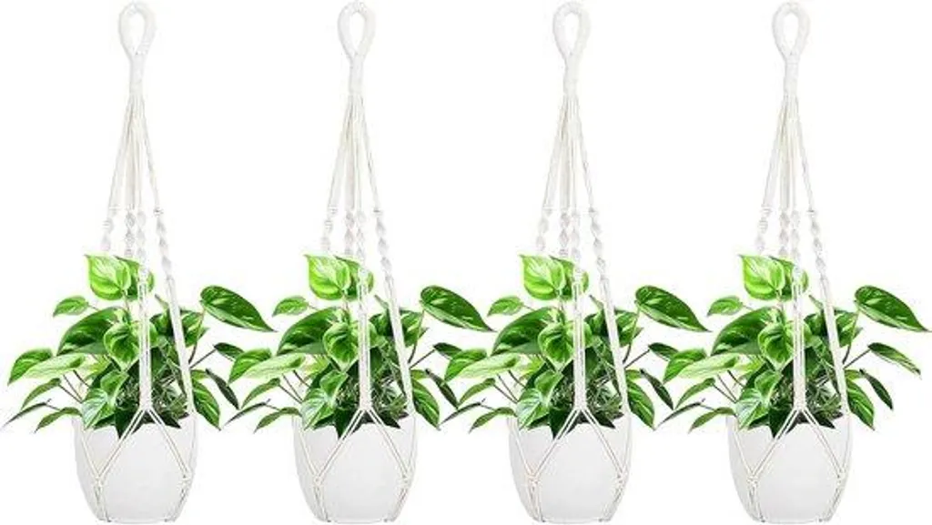 Suspension fleurs coton beige 85 cm avec tressage artisanal robuste