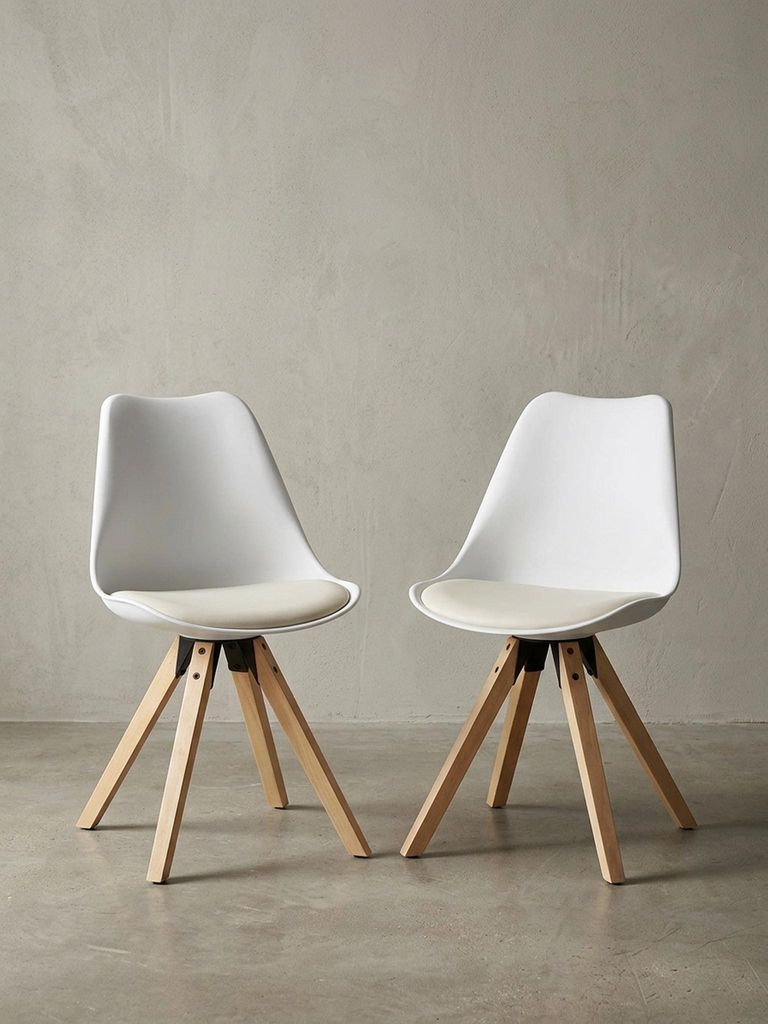 2er Set Esszimmerstühle "Lund": Skandinavisches Design, Komfortables Sitzen. Weiß, Material: Kunstleder, 49x52x87 cm | Kadima Design