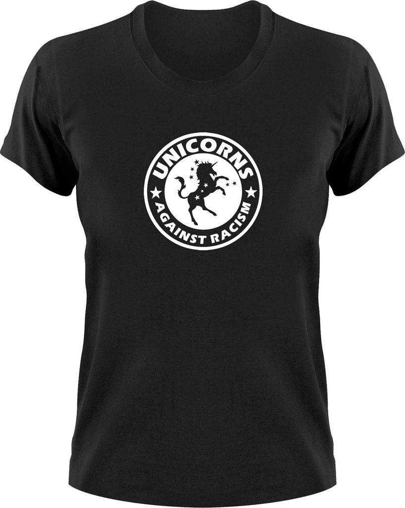 Styletex23 T-Shirt Unicorns Against Racism Fun, Damen schwarz, L