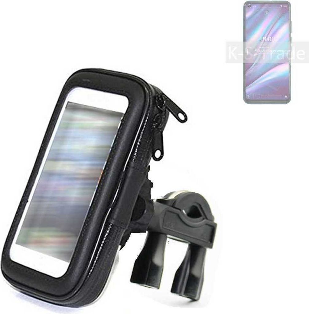 K-S-Trade Fahrrad-Halterung kompatibel mit Wiko View 5 Plus Handy-Halterung Halter Lenkstange Fahrradhalterung Motorrad Bike Mount Wasserabweisend
