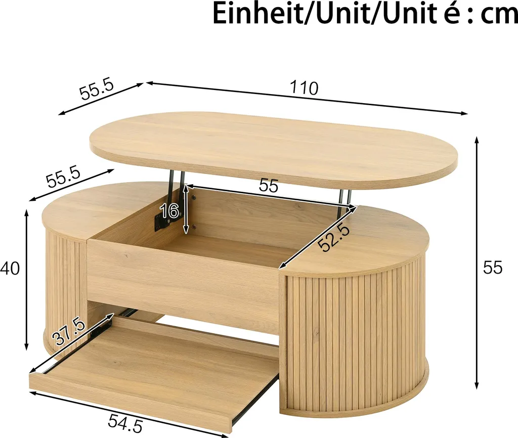 Ensemble salon meuble TV table basse bois anti-choc et réglable