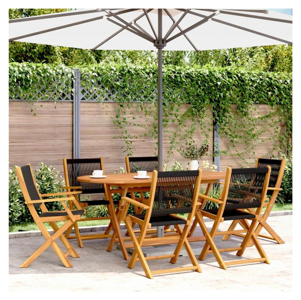 Klappstühle für den Garten, 6 Stück, Schwarz, Akazienholz